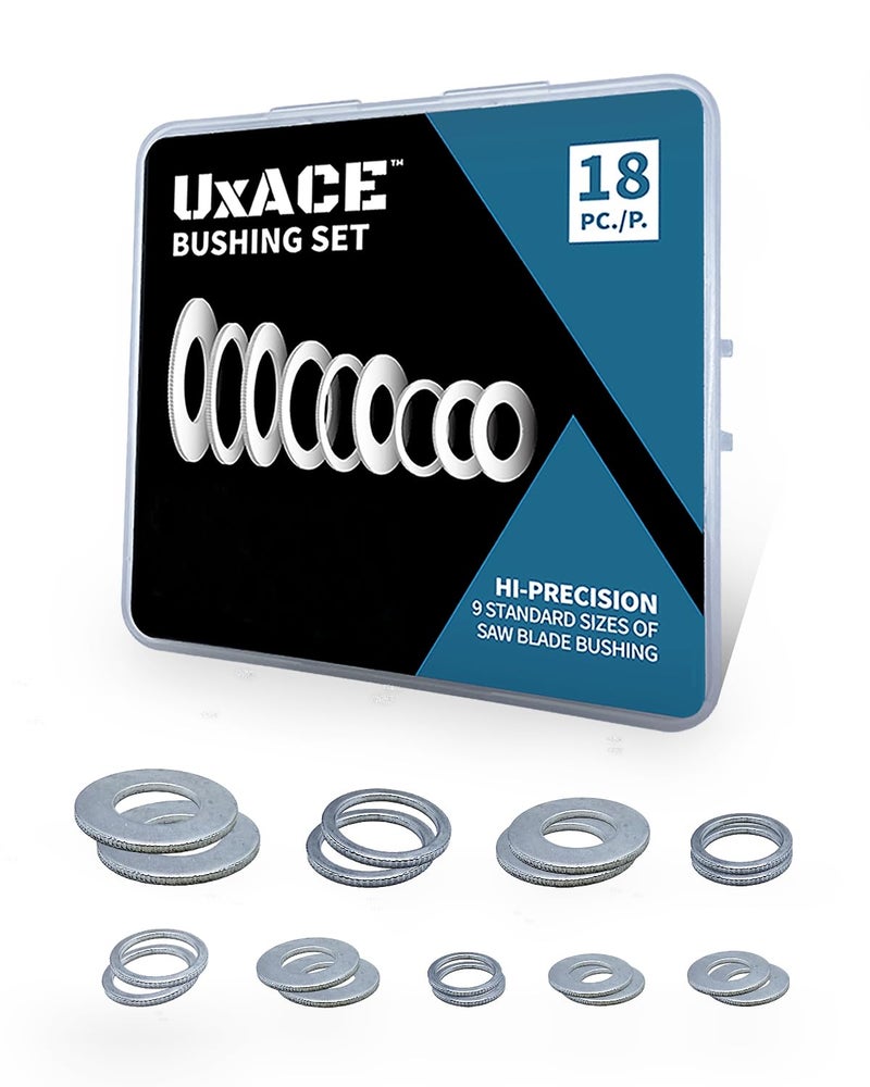 UXACE Saw Blade Bushing Set, Adapter Ring Kit, Arbor Spacer Combination, Reduction Ring Bundle, 9 General Sizes for Circular Saw Blade, Diamond Blade on Circular Saw, Angle Grinder, 18 Pack - Image 1